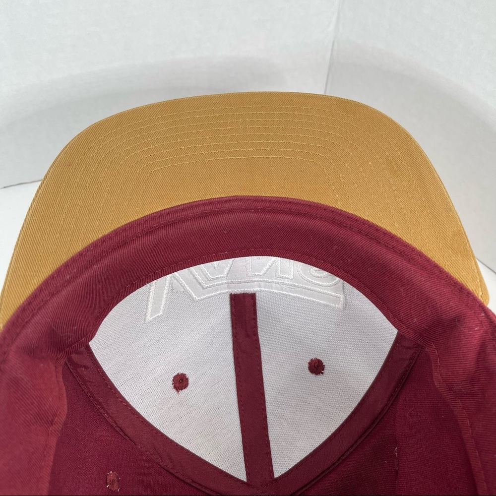 VANS Off The Wall Snapback Flat Brim Skater Hat Garnet Tan White Logo One Size - Picture 9 of 12